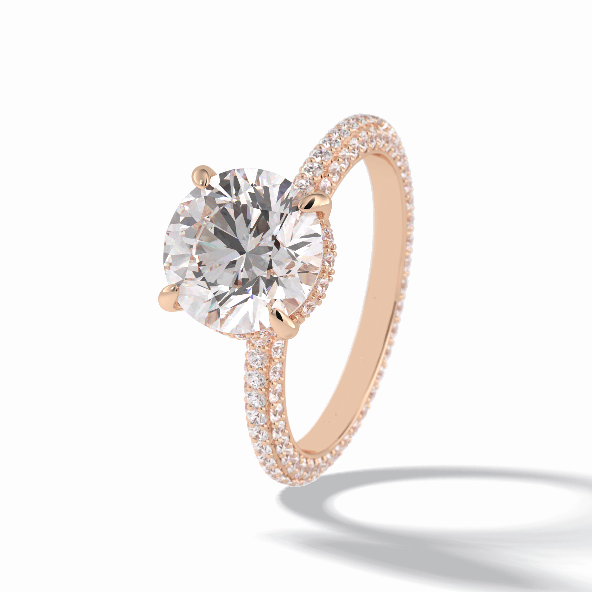 Round Hidden Halo & Pave Lab Grown Diamond Engagement Ring