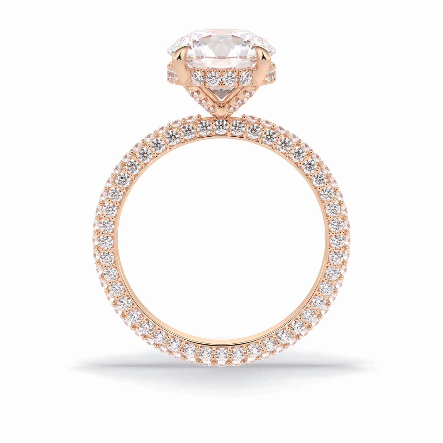 Round Hidden Halo & Pave Lab Grown Diamond Engagement Ring