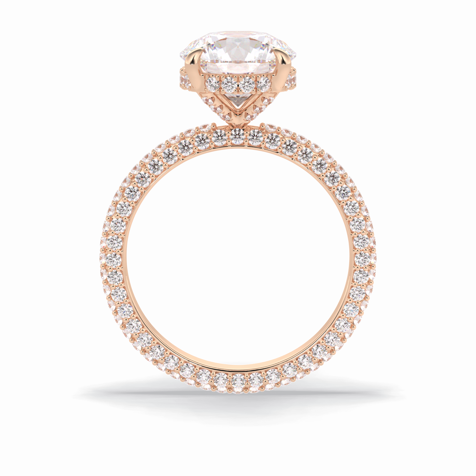 Round Hidden Halo & Pave Lab Grown Diamond Engagement Ring