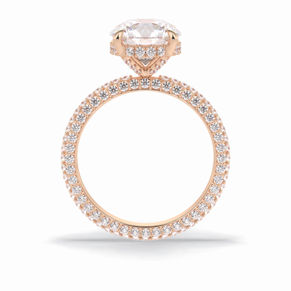 Round Hidden Halo & Pave Lab Grown Diamond Engagement Ring