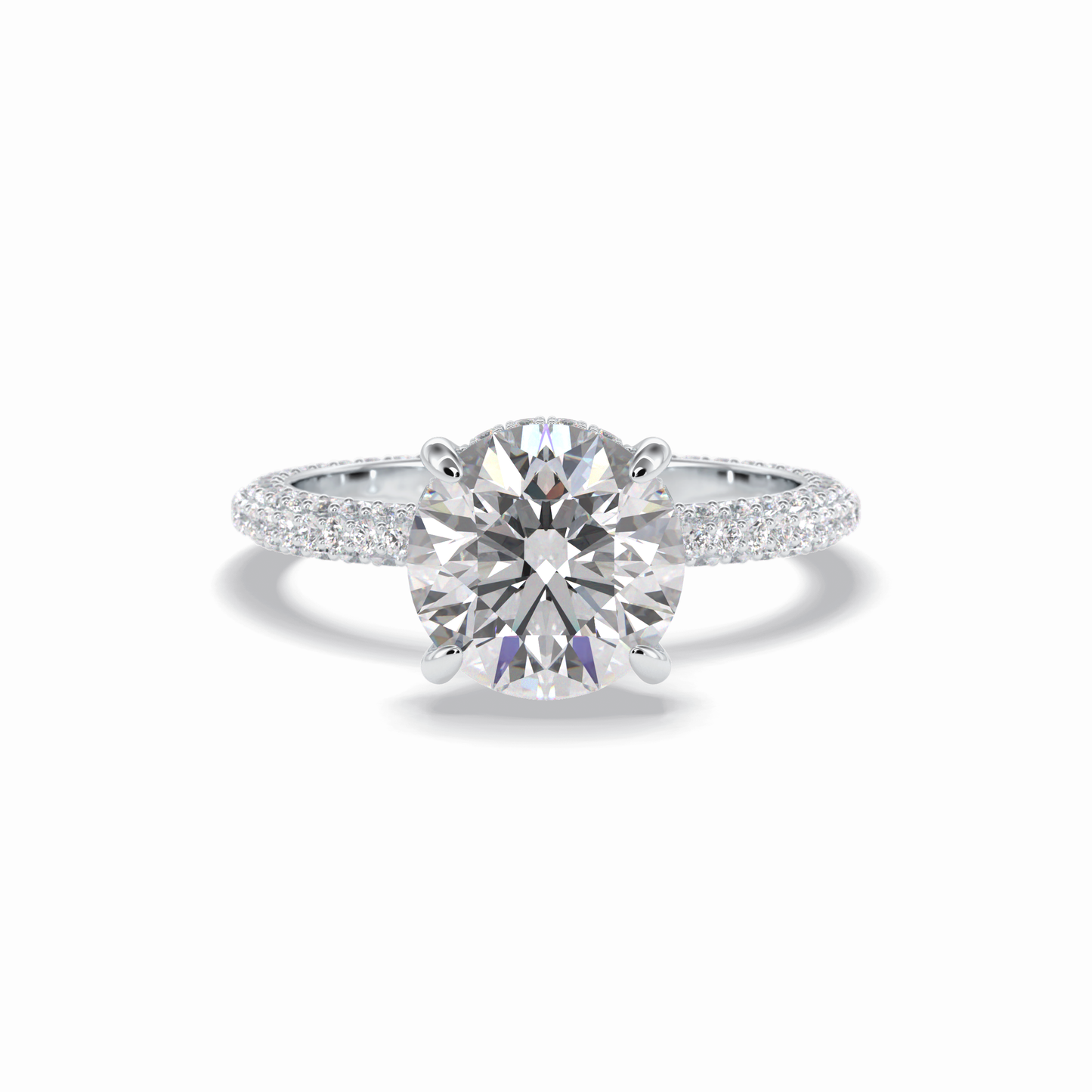 Round Hidden Halo & Pave Lab Grown Diamond Engagement Ring