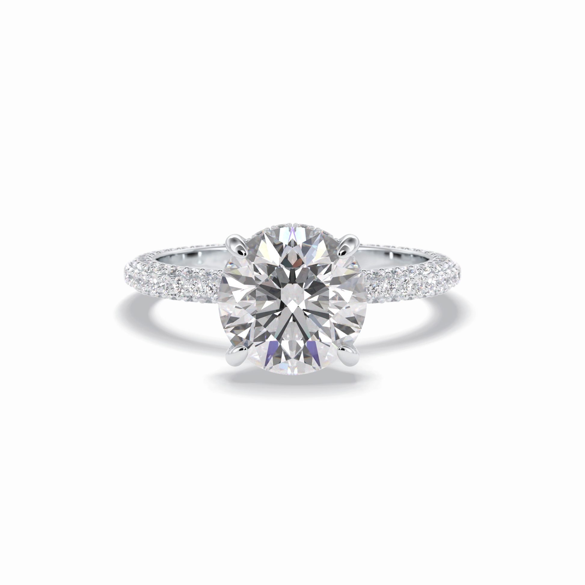 Round Hidden Halo & Pave Lab Grown Diamond Engagement Ring