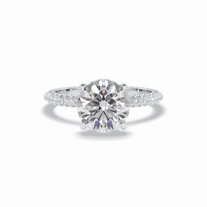 Round Hidden Halo & Pave Lab Grown Diamond Engagement Ring