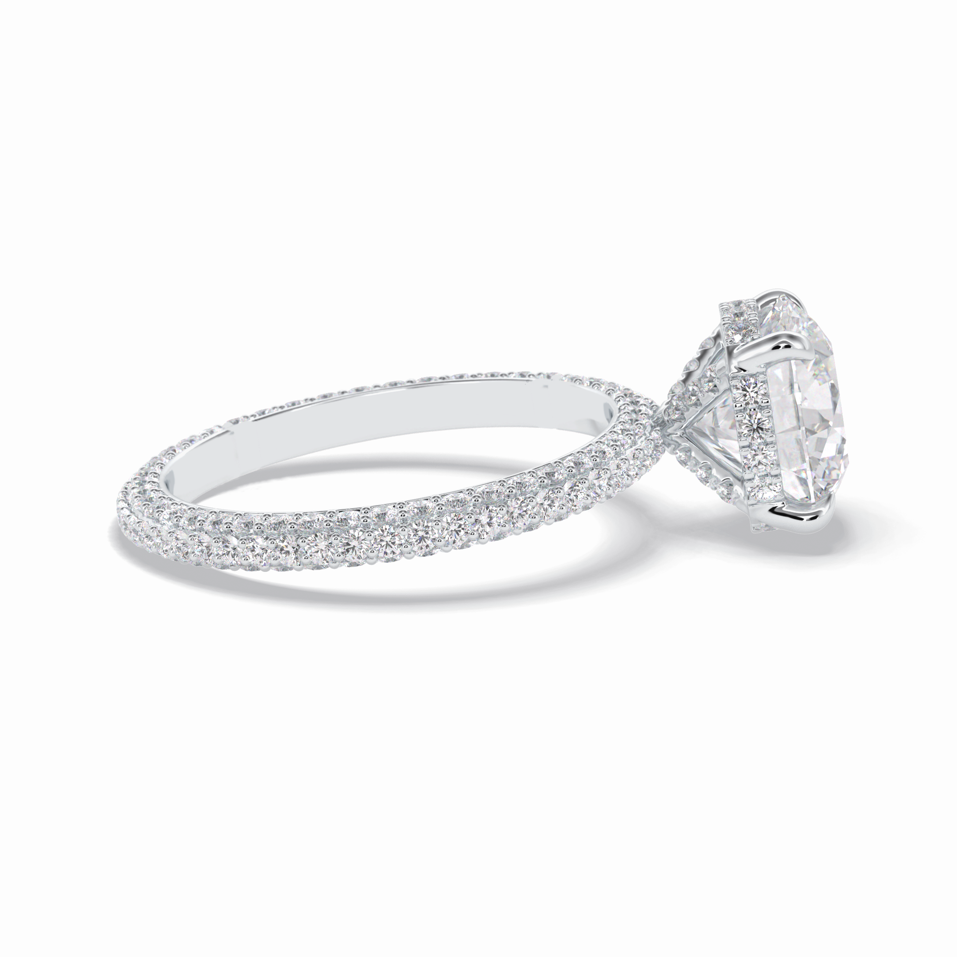 Round Hidden Halo & Pave Lab Grown Diamond Engagement Ring