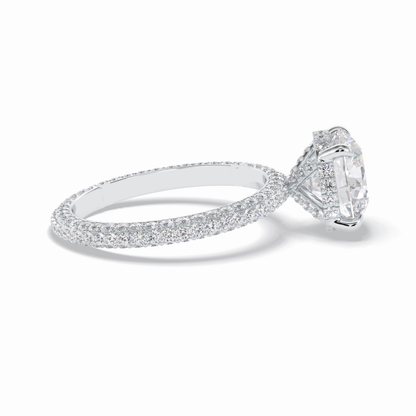 Round Hidden Halo & Pave Lab Grown Diamond Engagement Ring