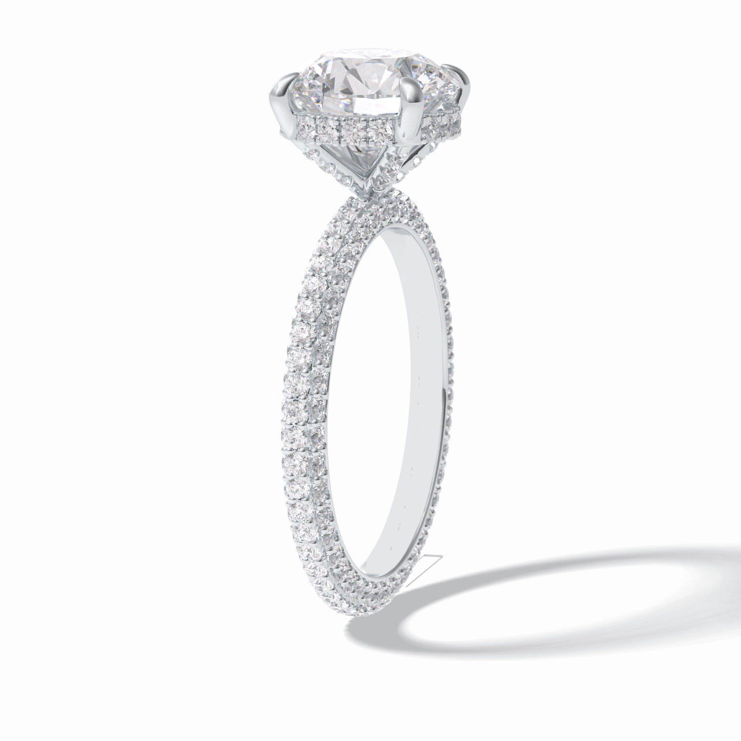 Round Hidden Halo & Pave Lab Grown Diamond Engagement Ring