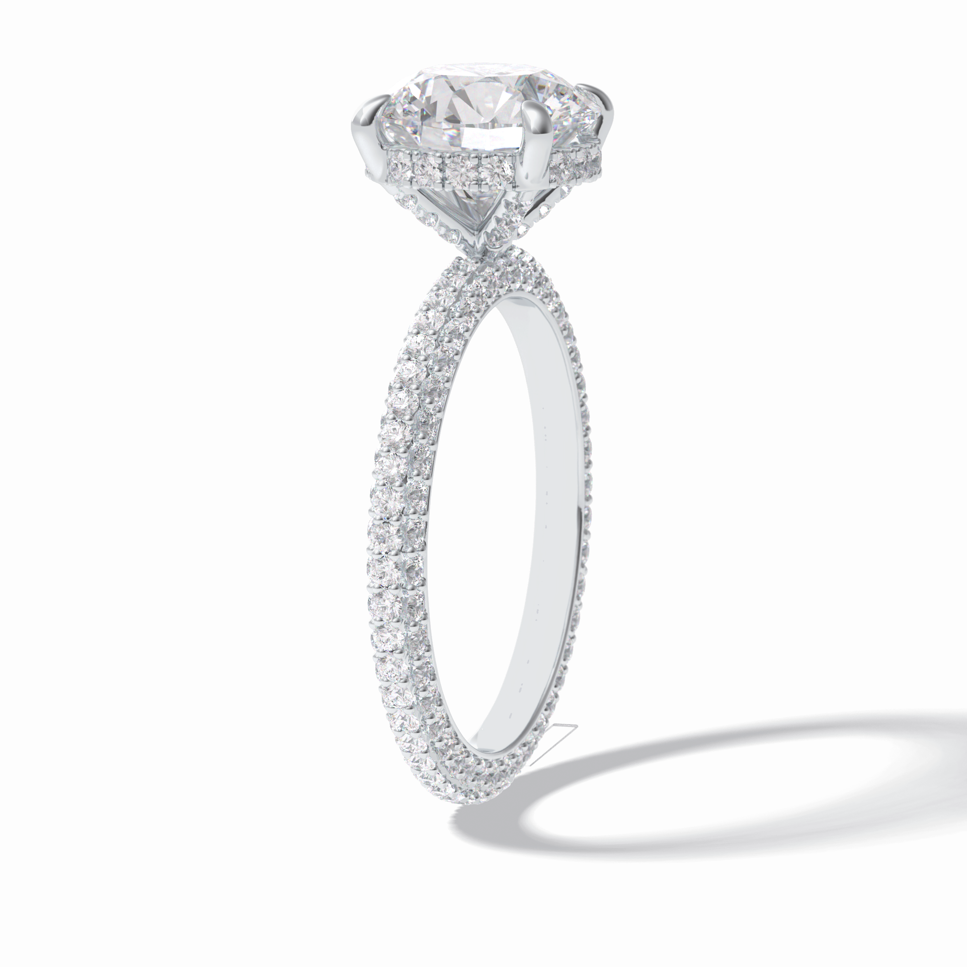 Round Hidden Halo & Pave Lab Grown Diamond Engagement Ring