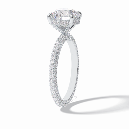 Round Hidden Halo & Pave Lab Grown Diamond Engagement Ring