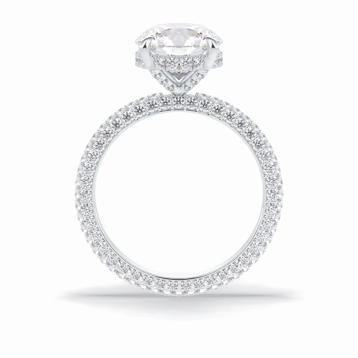 Round Hidden Halo & Pave Lab Grown Diamond Engagement Ring