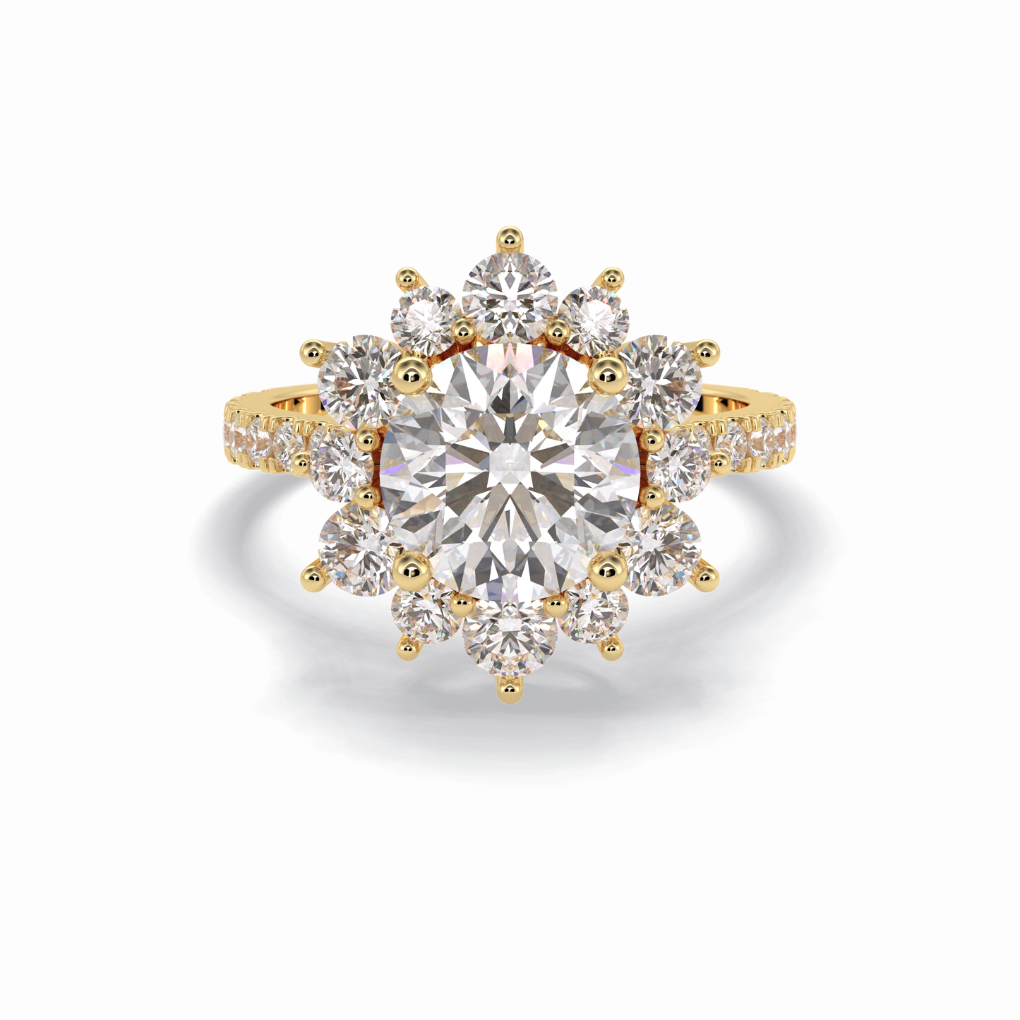 Round Cut Halo & Pave Lab Grown Diamond Engagement Ring