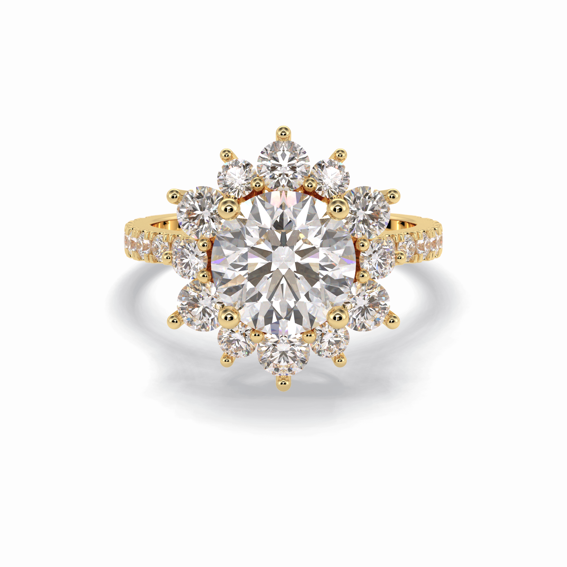 Round Cut Halo & Pave Lab Grown Diamond Engagement Ring