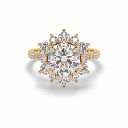 Round Cut Halo & Pave Lab Grown Diamond Engagement Ring