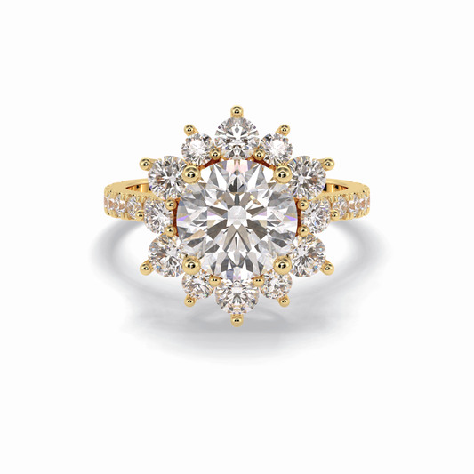 Round Cut Halo & Pave Lab Grown Diamond Engagement Ring