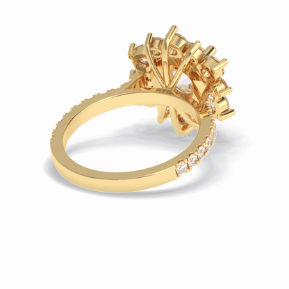 Round Cut Halo & Pave Lab Grown Diamond Engagement Ring