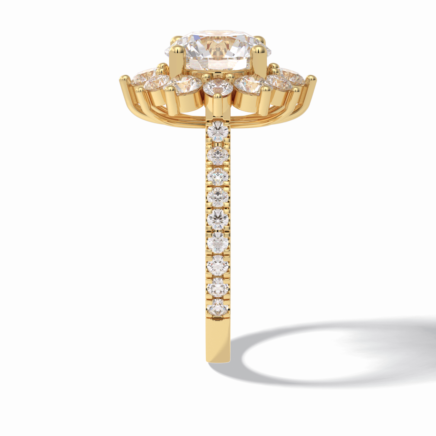 Round Cut Halo & Pave Lab Grown Diamond Engagement Ring