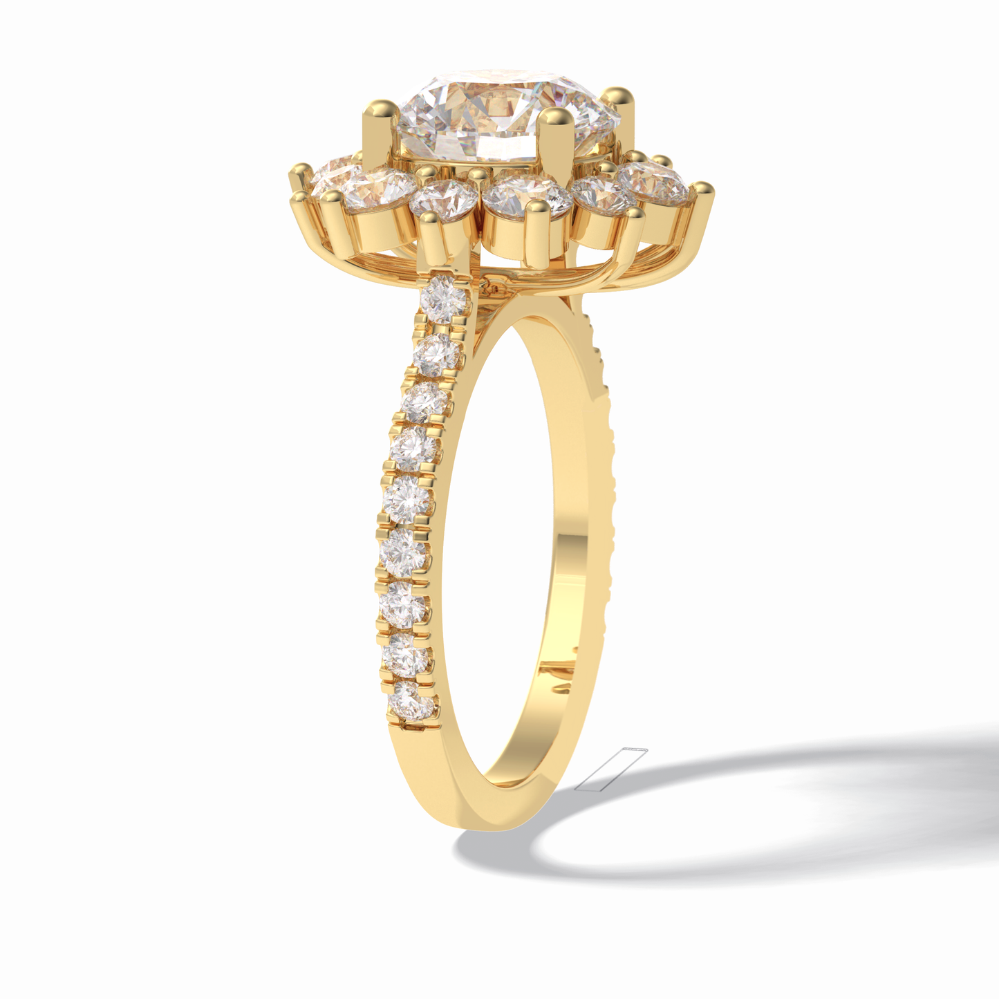 Round Cut Halo & Pave Lab Grown Diamond Engagement Ring