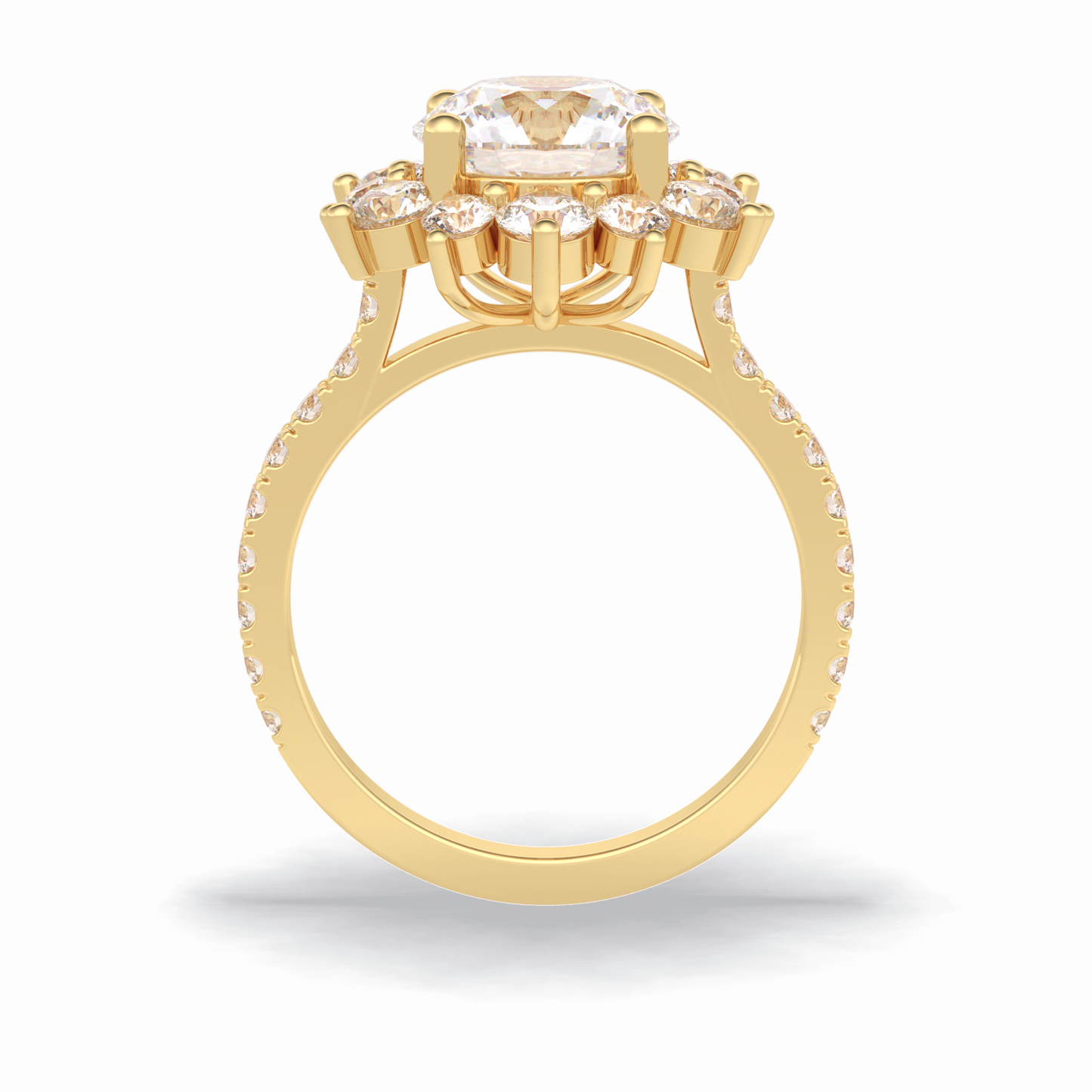 Round Cut Halo & Pave Lab Grown Diamond Engagement Ring