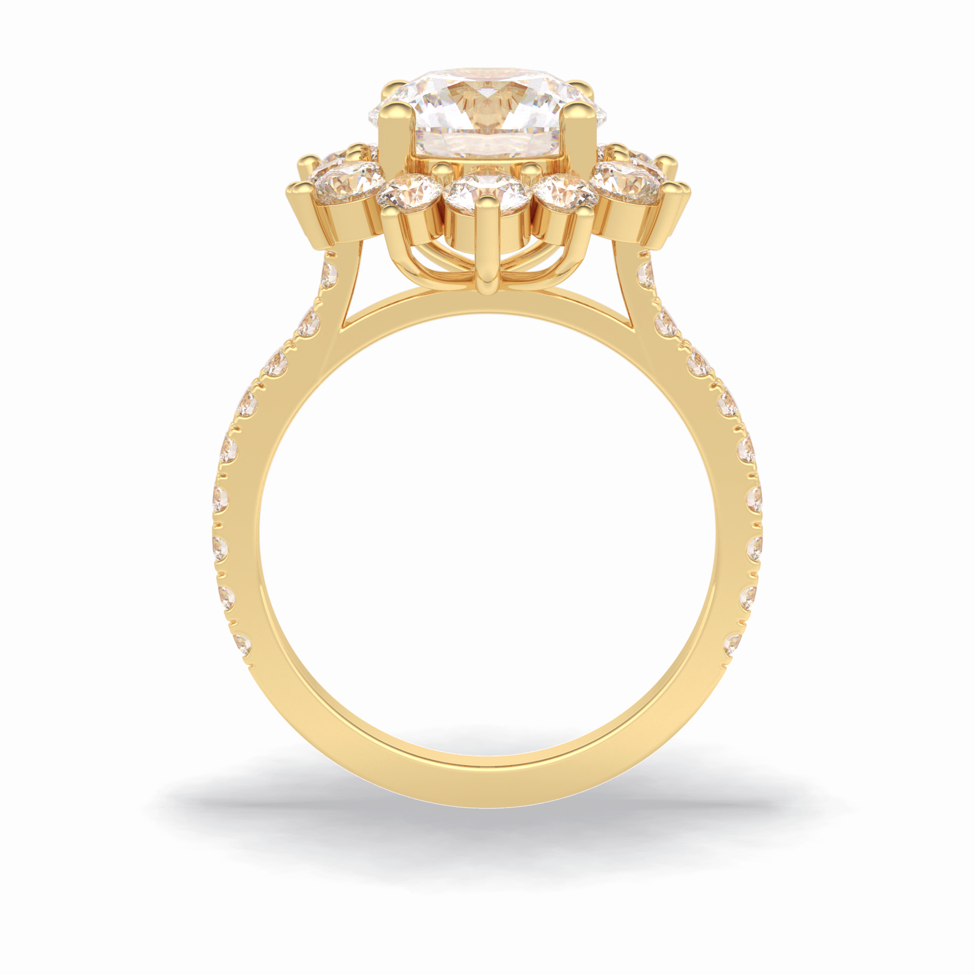 Round Cut Halo & Pave Lab Grown Diamond Engagement Ring