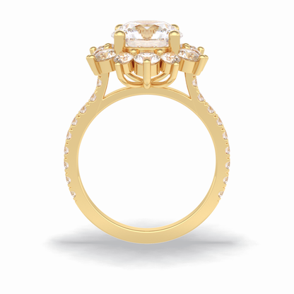 Round Cut Halo & Pave Lab Grown Diamond Engagement Ring
