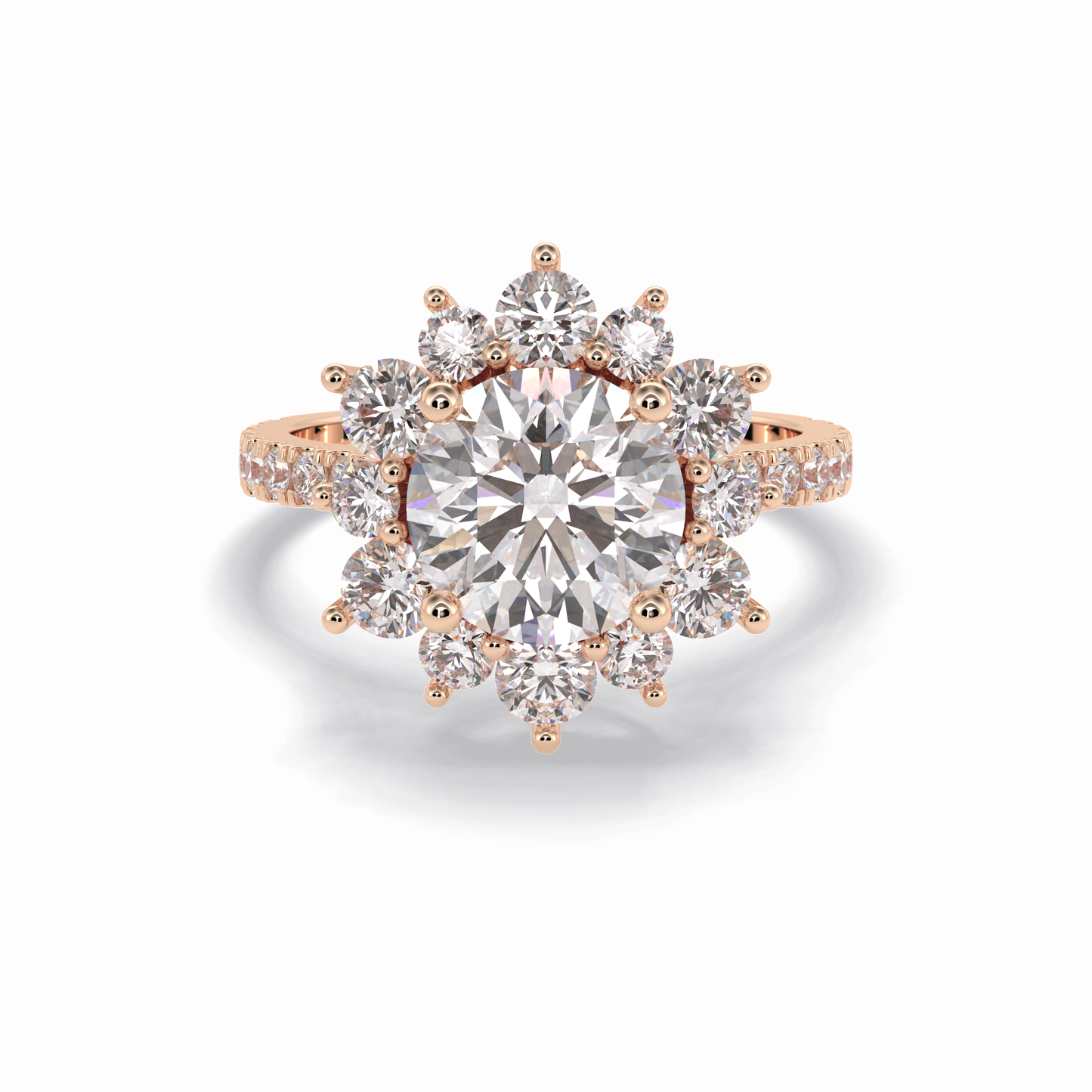 Round Cut Halo & Pave Lab Grown Diamond Engagement Ring