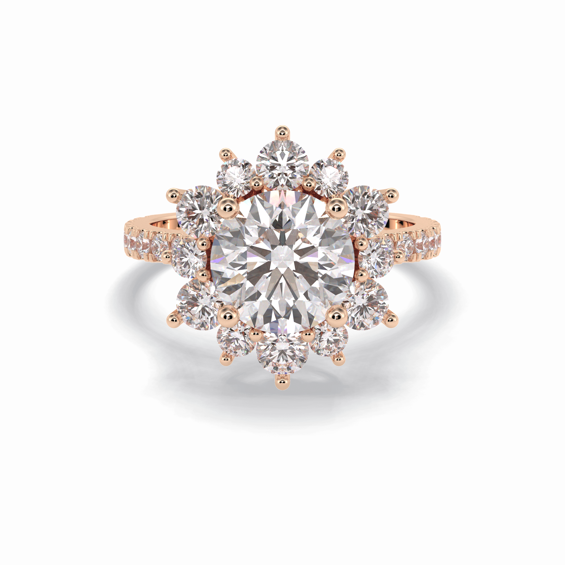Round Cut Halo & Pave Lab Grown Diamond Engagement Ring