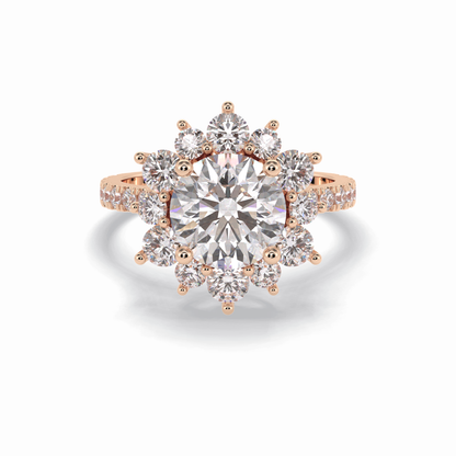 Round Cut Halo & Pave Lab Grown Diamond Engagement Ring