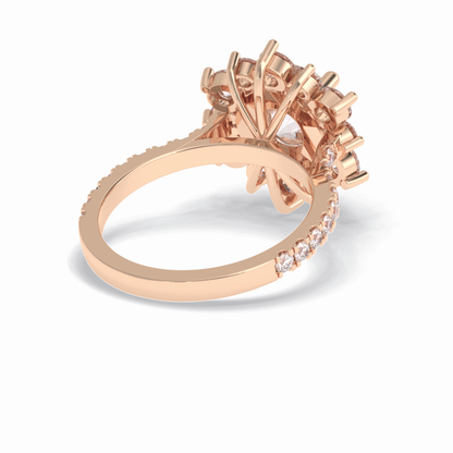 Round Cut Halo & Pave Lab Grown Diamond Engagement Ring