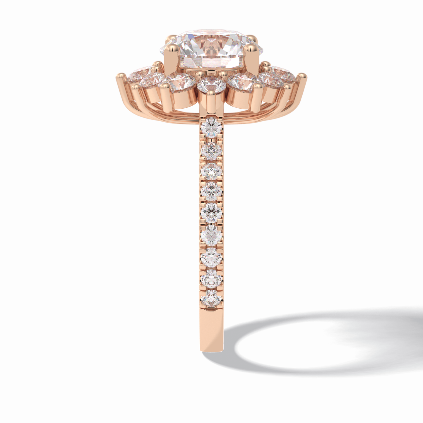Round Cut Halo & Pave Lab Grown Diamond Engagement Ring