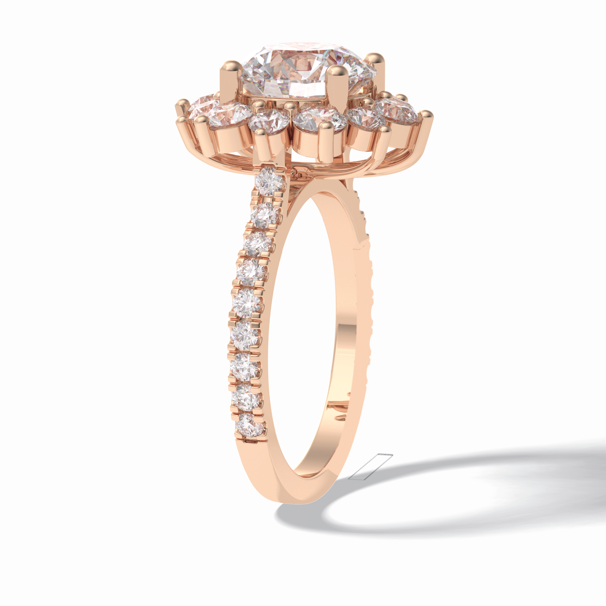 Round Cut Halo & Pave Lab Grown Diamond Engagement Ring