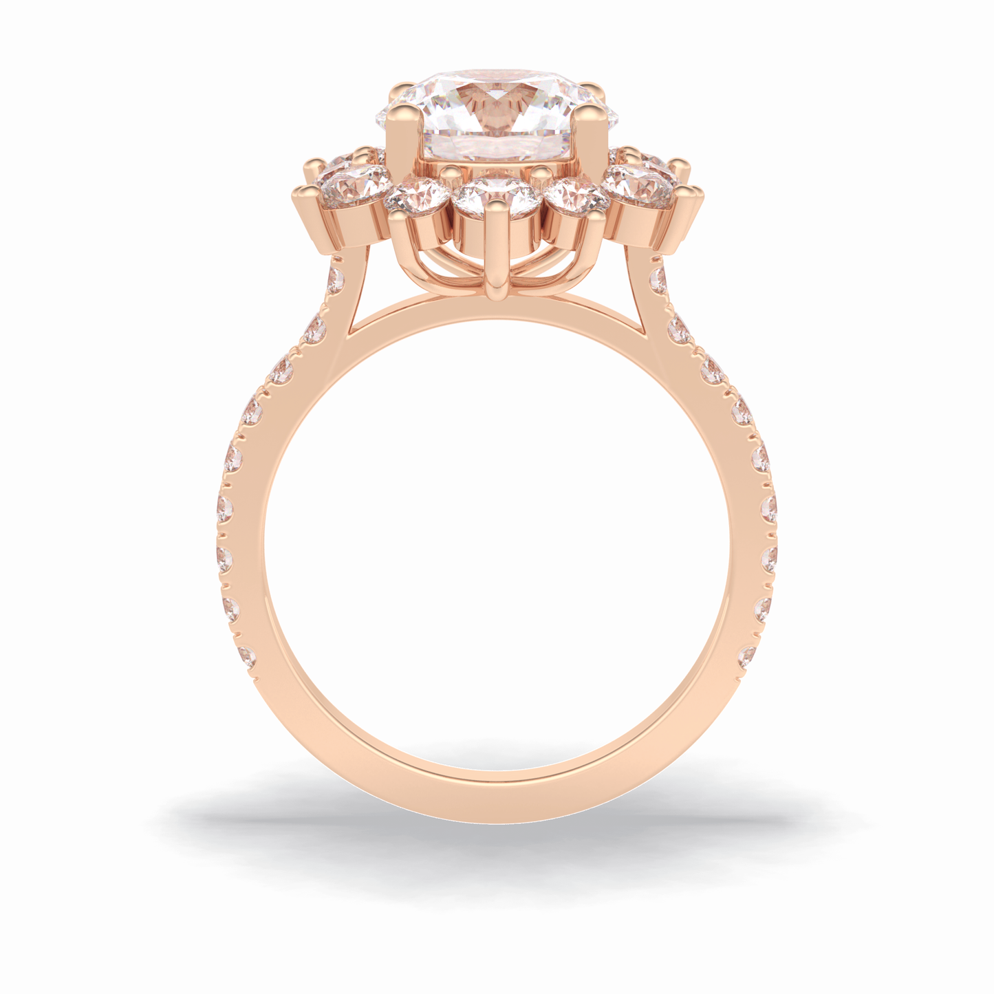Round Cut Halo & Pave Lab Grown Diamond Engagement Ring