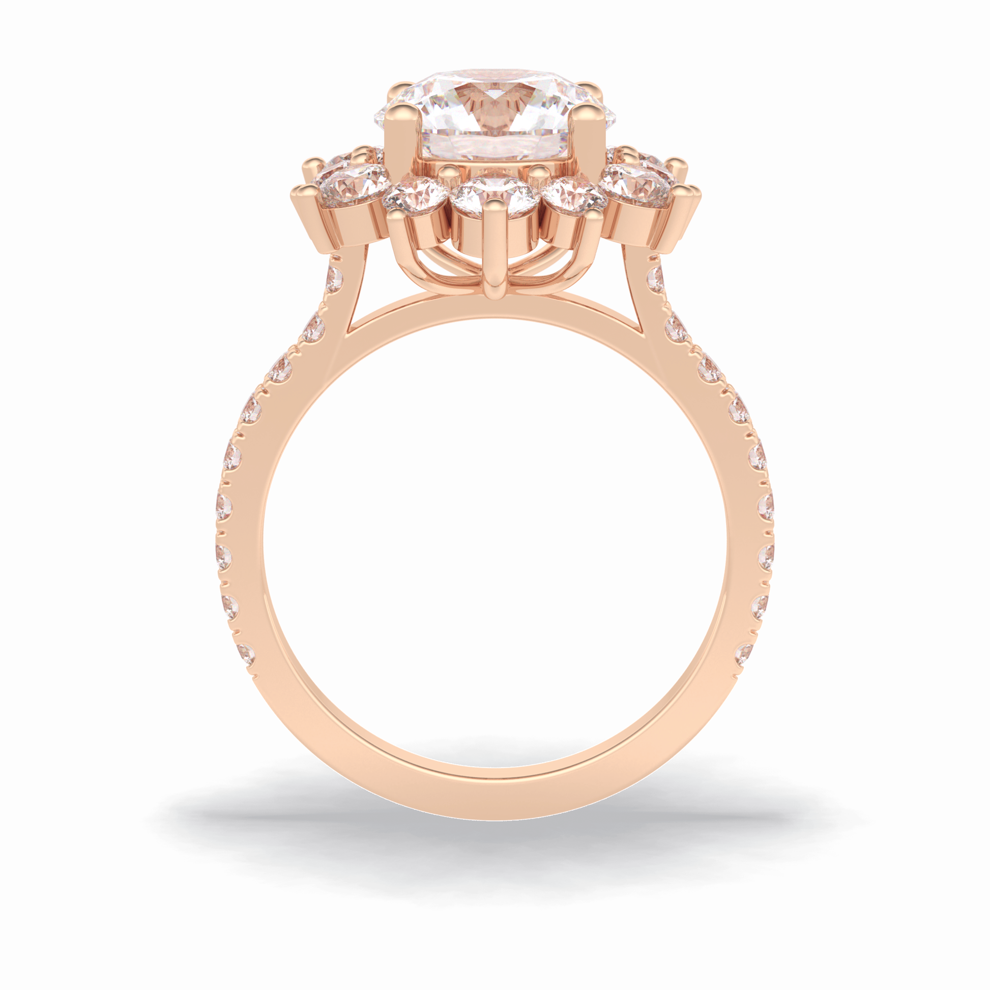 Round Cut Halo & Pave Lab Grown Diamond Engagement Ring