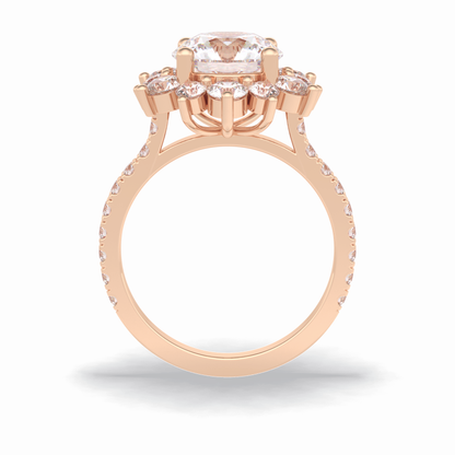 Round Cut Halo & Pave Lab Grown Diamond Engagement Ring