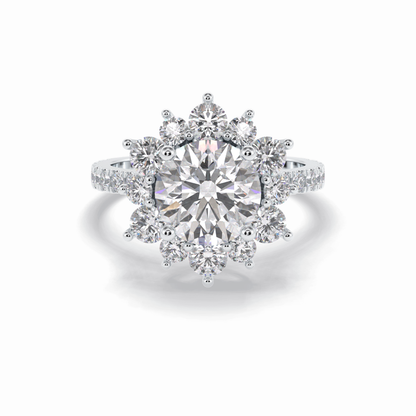 Round Cut Halo & Pave Lab Grown Diamond Engagement Ring