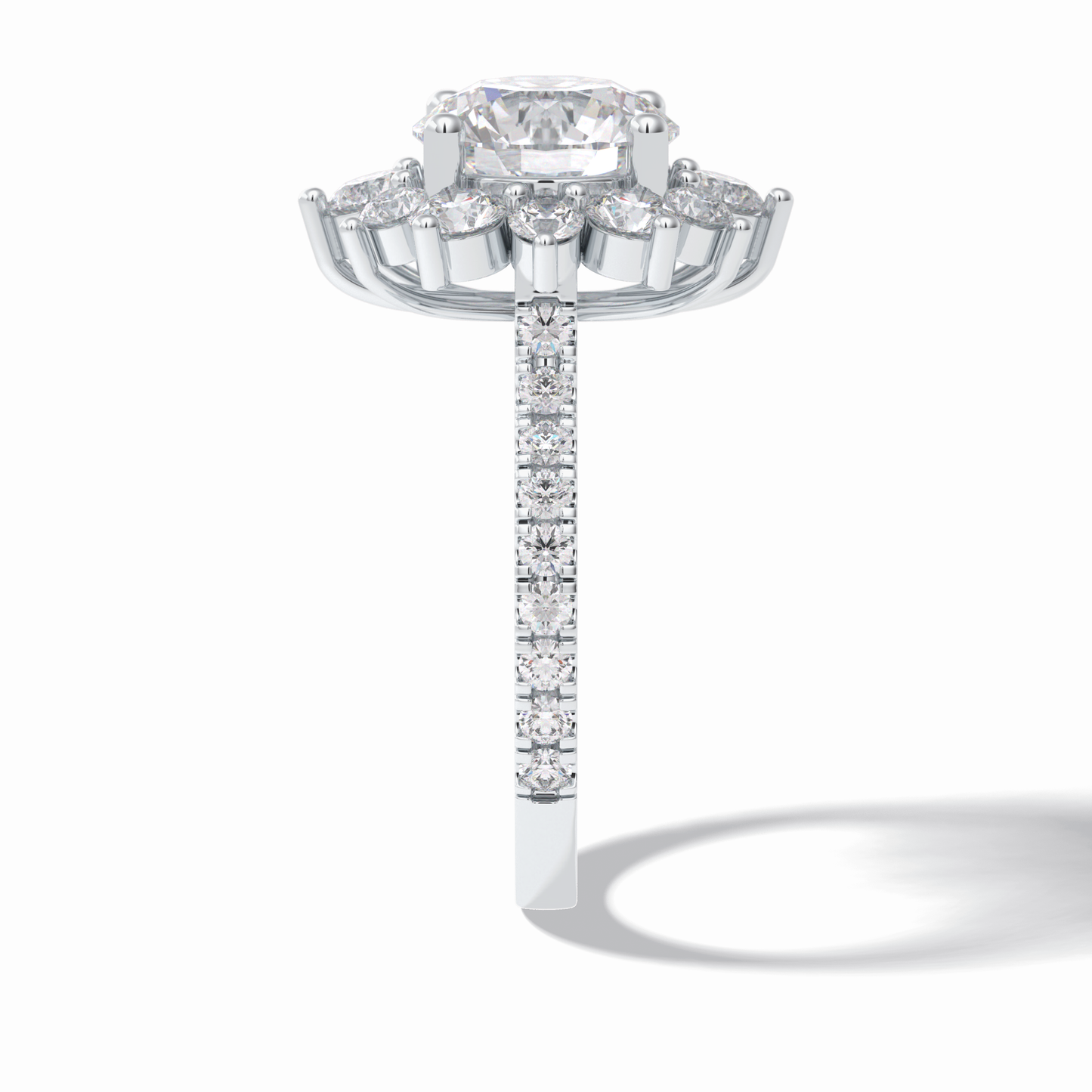 Round Cut Halo & Pave Lab Grown Diamond Engagement Ring