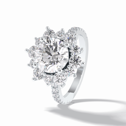 Round Cut Halo & Pave Lab Grown Diamond Engagement Ring