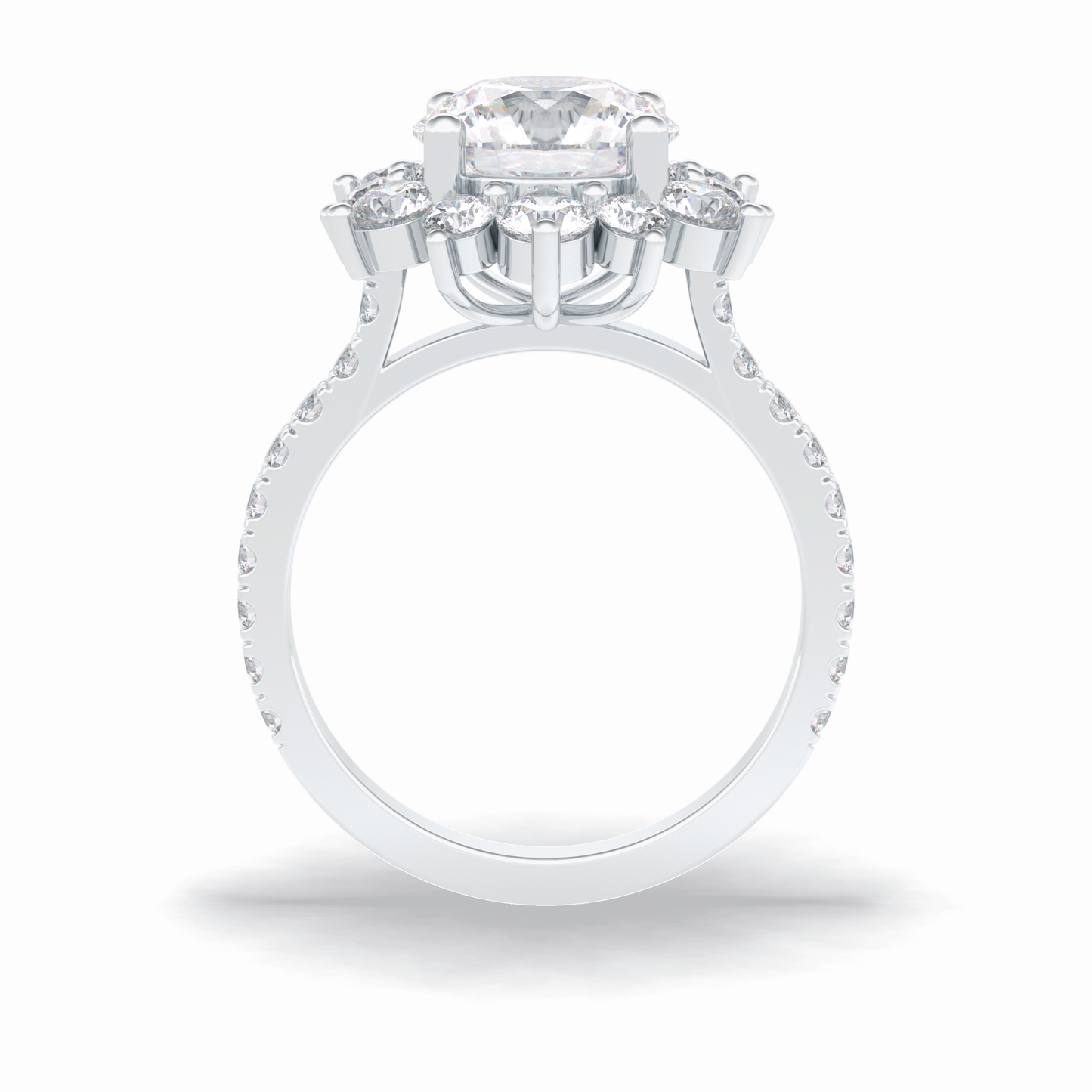 Round Cut Halo & Pave Lab Grown Diamond Engagement Ring