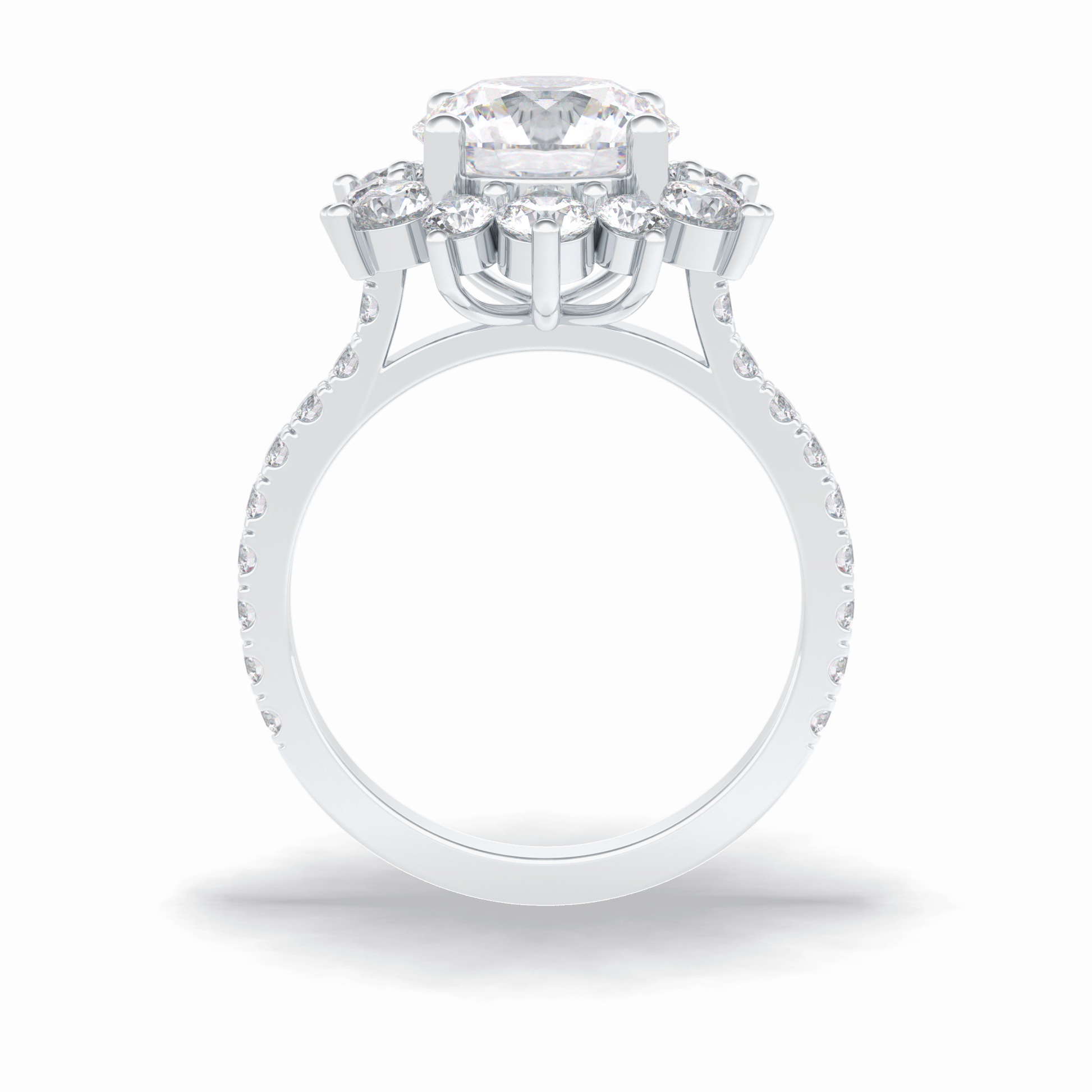 Round Cut Halo & Pave Lab Grown Diamond Engagement Ring