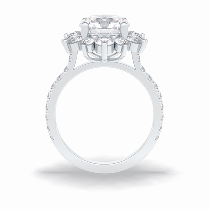 Round Cut Halo & Pave Lab Grown Diamond Engagement Ring