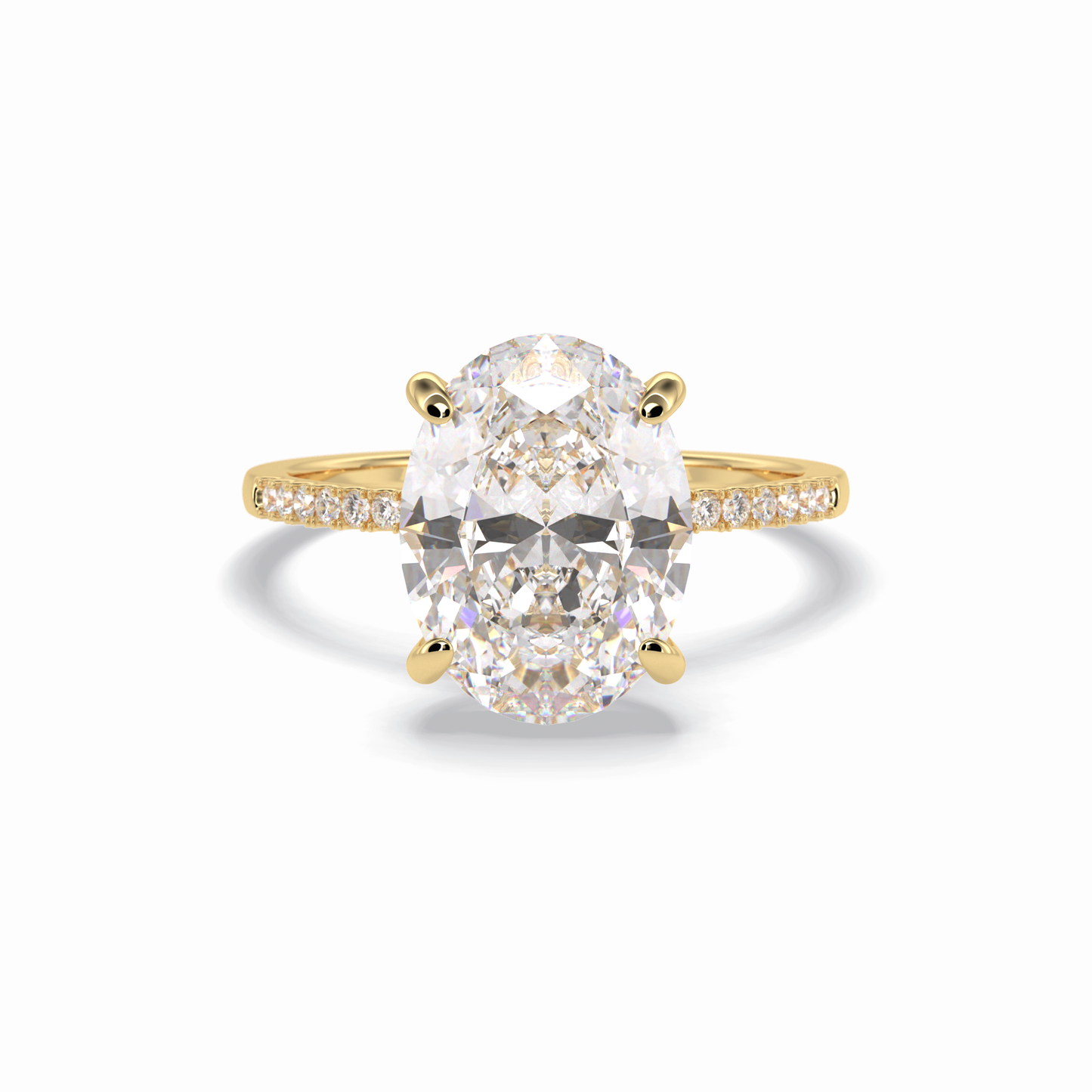 Oval Cut Hidden Halo & Pave Lab Grown Diamond Engagement Ring