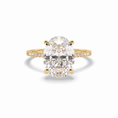 Oval Cut Hidden Halo & Pave Lab Grown Diamond Engagement Ring