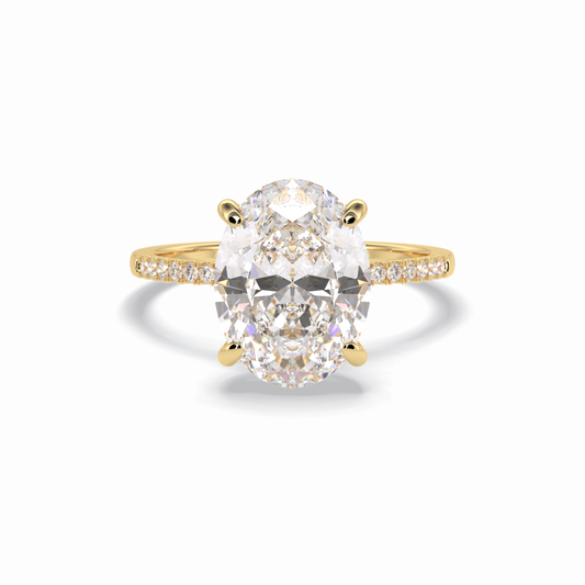 Oval Cut Hidden Halo & Pave Lab Grown Diamond Engagement Ring