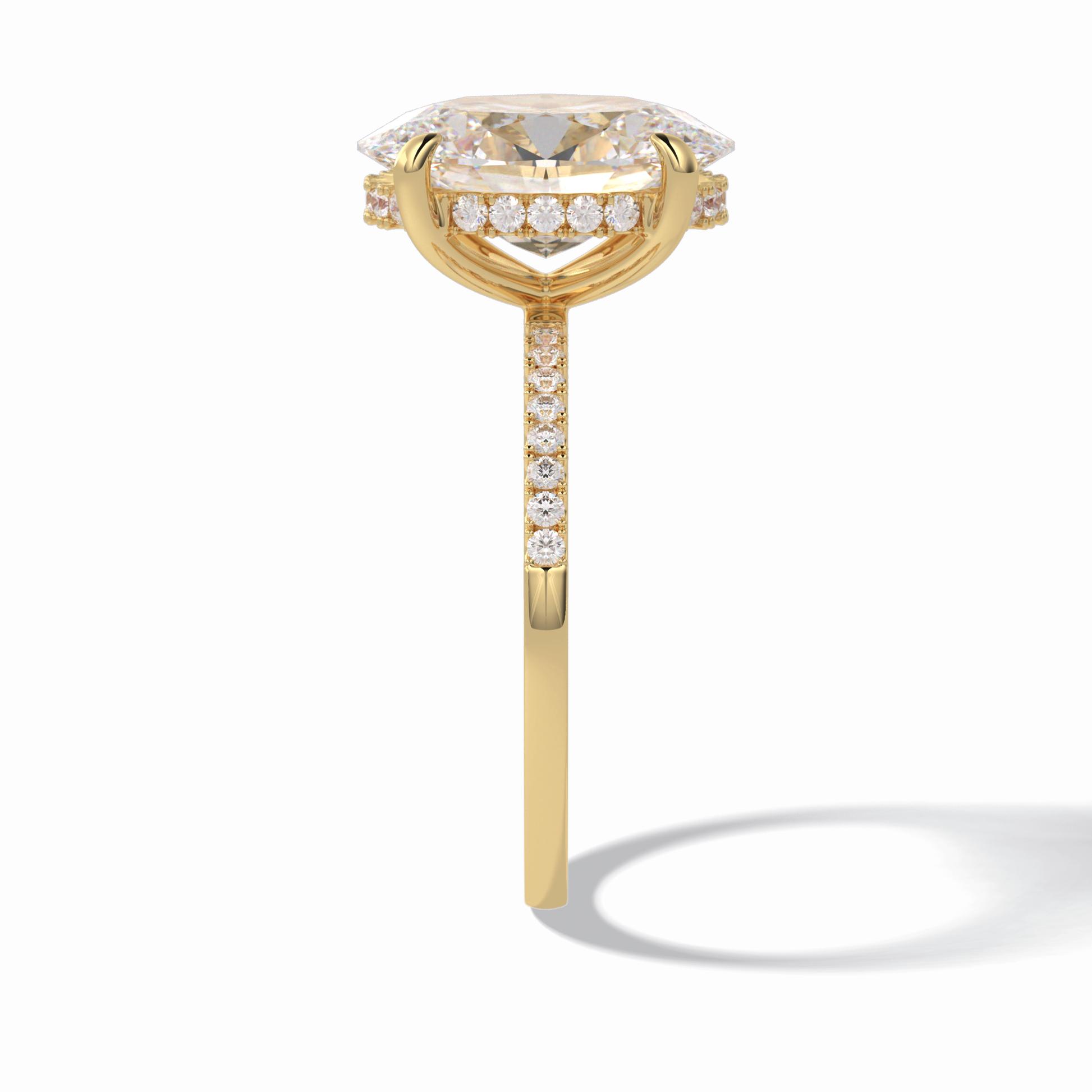 Oval Cut Hidden Halo & Pave Lab Grown Diamond Engagement Ring