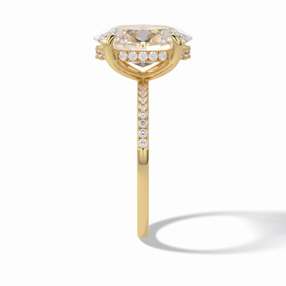 Oval Cut Hidden Halo & Pave Lab Grown Diamond Engagement Ring