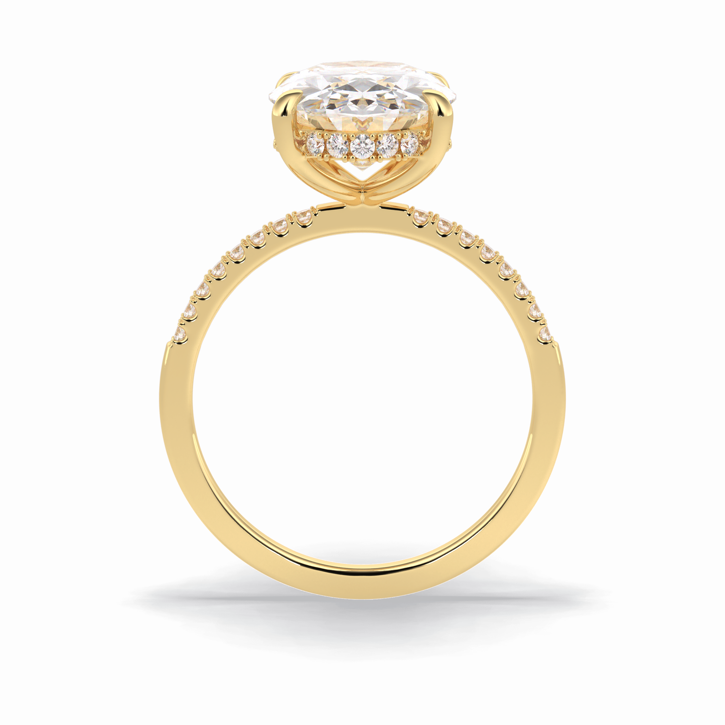 Oval Cut Hidden Halo & Pave Lab Grown Diamond Engagement Ring