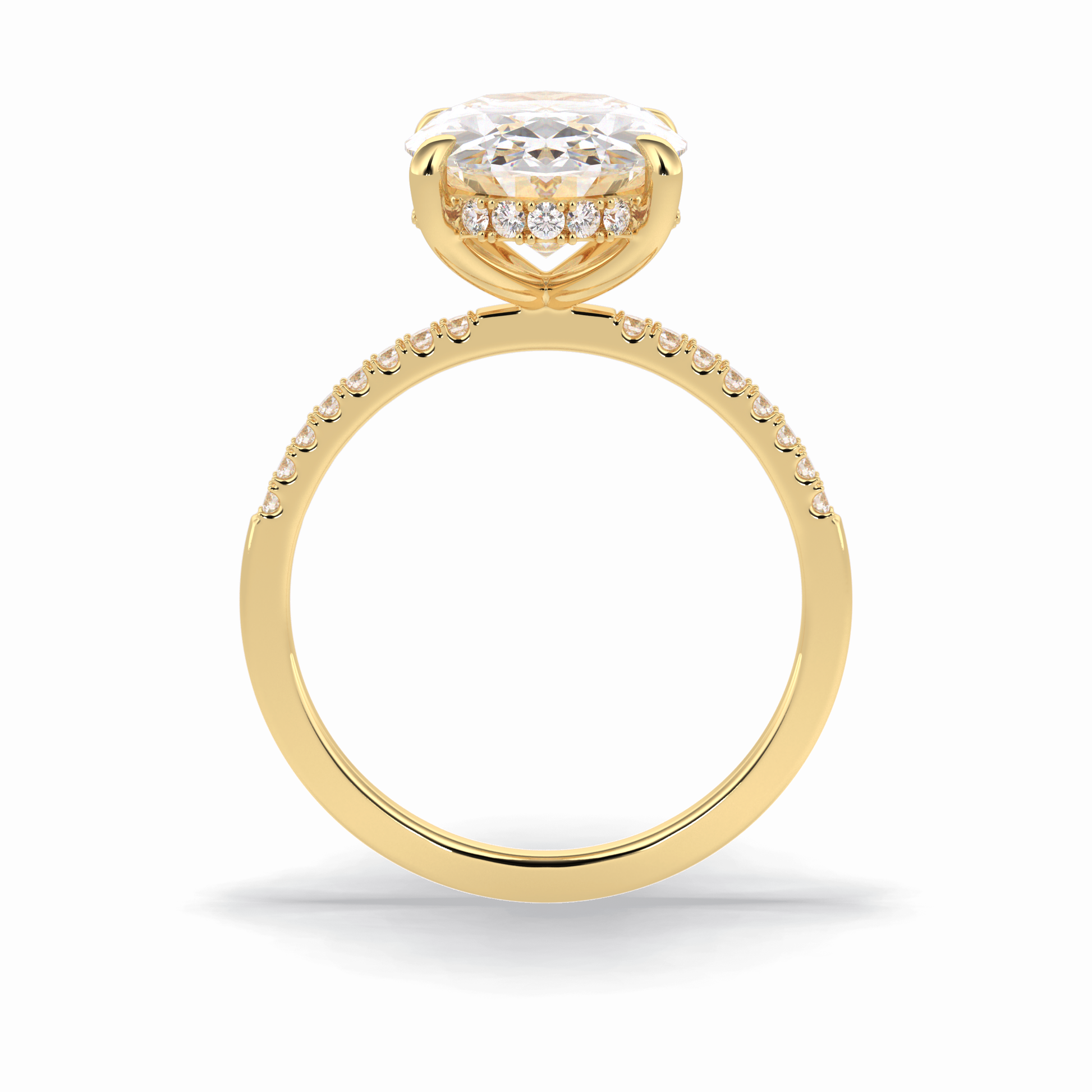 Oval Cut Hidden Halo & Pave Lab Grown Diamond Engagement Ring