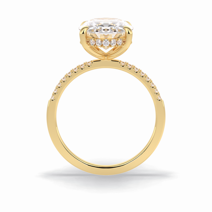 Oval Cut Hidden Halo & Pave Lab Grown Diamond Engagement Ring