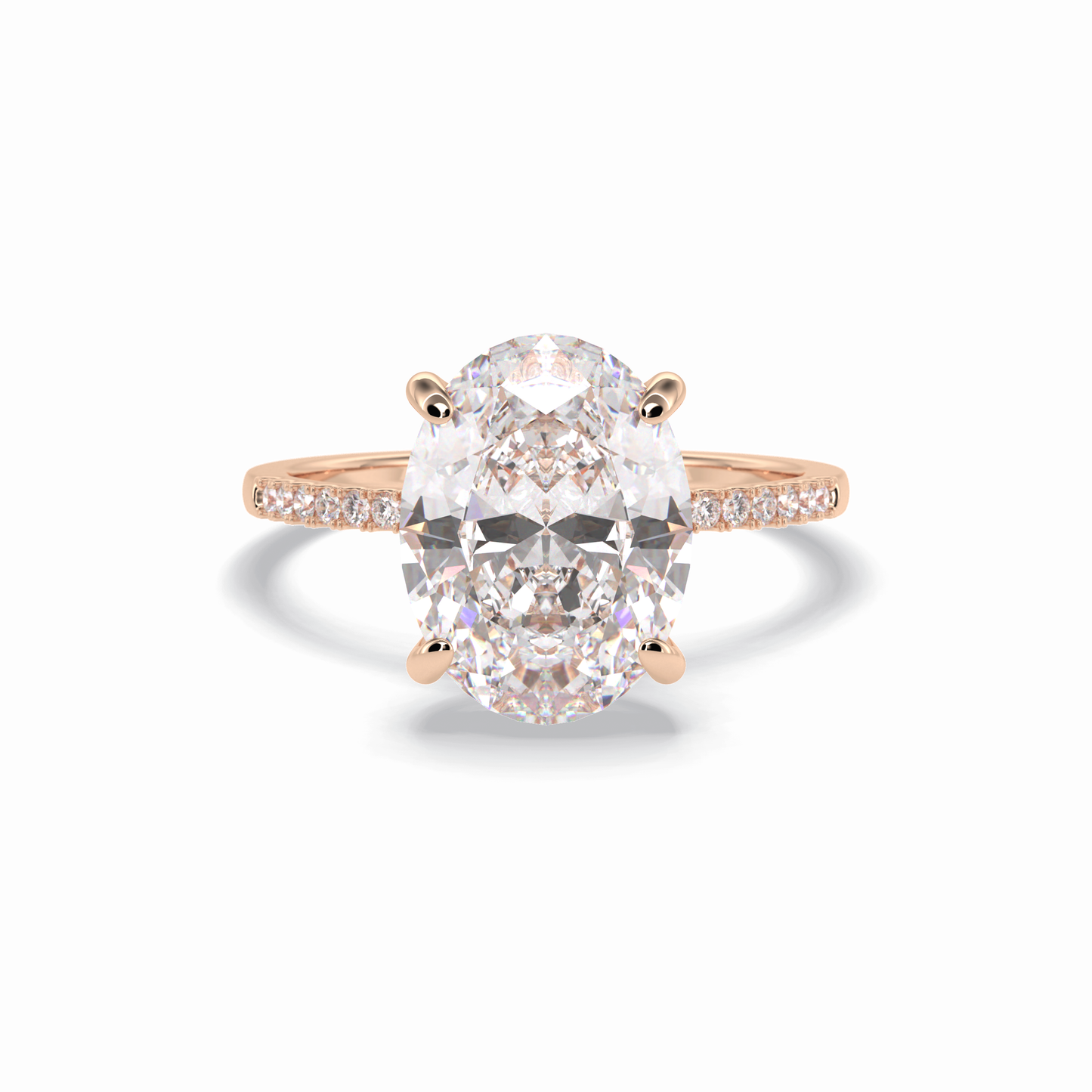 Oval Cut Hidden Halo & Pave Lab Grown Diamond Engagement Ring