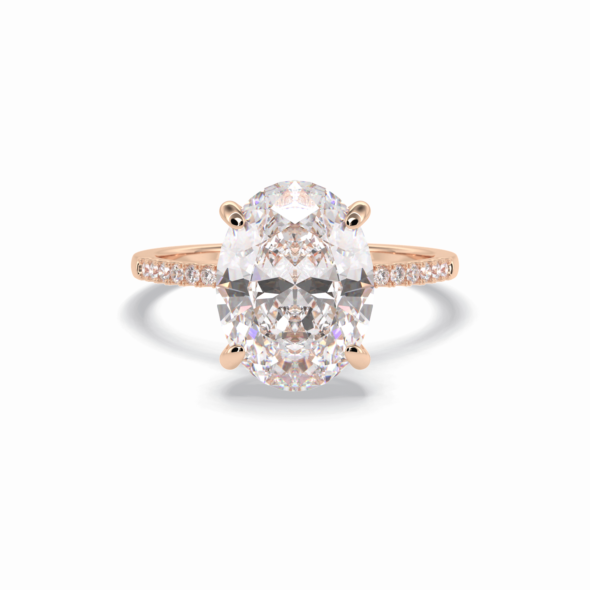 Oval Cut Hidden Halo & Pave Lab Grown Diamond Engagement Ring
