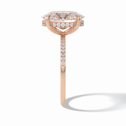 Oval Cut Hidden Halo & Pave Lab Grown Diamond Engagement Ring