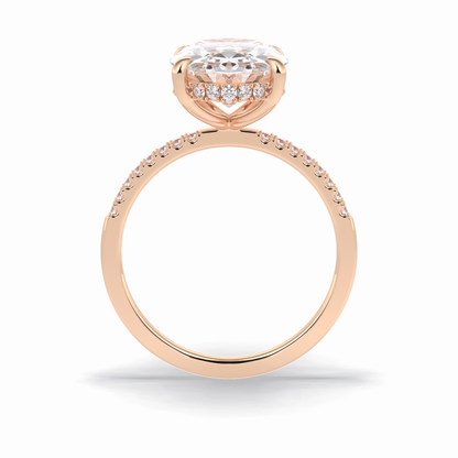 Oval Cut Hidden Halo & Pave Lab Grown Diamond Engagement Ring